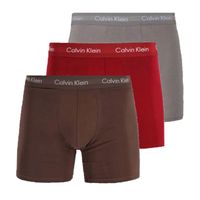 Calvin Klein Boxershorts long 3-pack rood-bruin - thumbnail