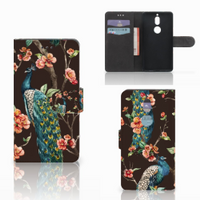 Nokia 7 Telefoonhoesje met Pasjes Pauw met Bloemen