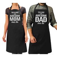 Awesome Mom en Awesome Dad keukenschort - Cadeau schorten set voor Papa en Mama - thumbnail