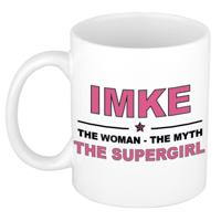 Imke cadeau mok - Woman Myth Supergirl - naam koffiemok - 300 ml - collega - moederdag