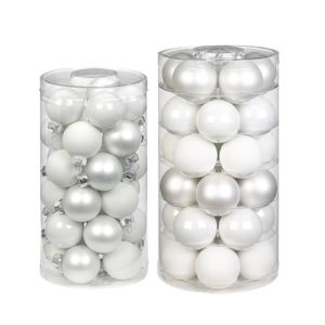 60x stuks glazen kerstballen wit 4 en 6 cm glans en mat