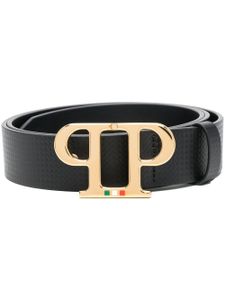 Philipp Plein ceinture en cuir à plaque logo - Noir