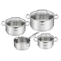 Tefal Duetto+ Kookpannenset - 4 delig - RVS - met glazen deksels