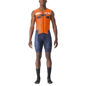 Castelli Free Sanremo 2 trisuit mouwloos oranje/blauw heren XXL