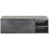 Frozen Badmeubelset 140 cm - Greeplijst in Kleur - Wastafel Regaalkast met Bovenblad Beton Antrac