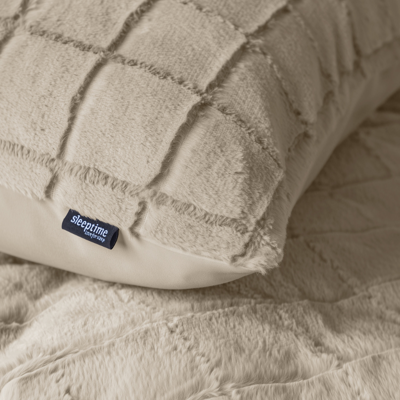 Dekbedovertrek Faux Fur Check 140x200 Cm Beige Anti Allergie Sleeptime - Dekbed-Discounter.nl
