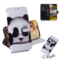 Panda patroon gekleurde tekening horizontale Flip lederen draagtas voor Sony Xperia 10 plus met houder & kaartsleuven & portemonnee