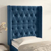 Hoofdbord met randen 83x16x118/128 cm fluweel blauw