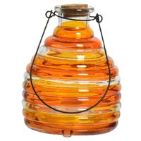 Wespenvanger/wespenval met hengsel - glas - oranje - D13 x H17 cm   -