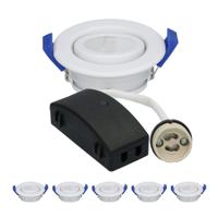 Set van 6 Peru LED Inbouwspots - Kantelbaar armatuur - Diameter 85mm - GU10 Fitting incl. lamphouder - IP65 voor badkamer en buiten - Rond - Wit