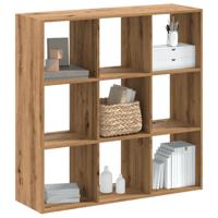 Boekenkast 102x32x102 cm bewerkt hout artisanaal eikenkleurig