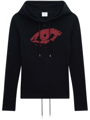Courrèges hoodie à imprimé graphique - Noir