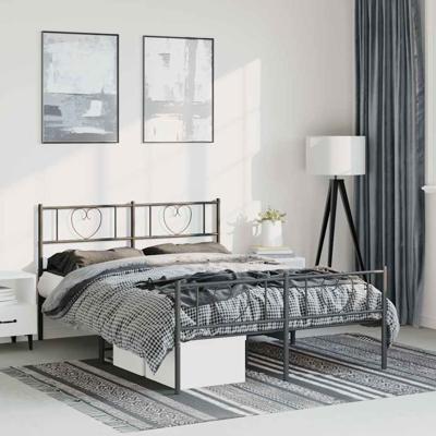 Bedframe met hoofd- en voeteneinde metaal zwart 150x200 cm