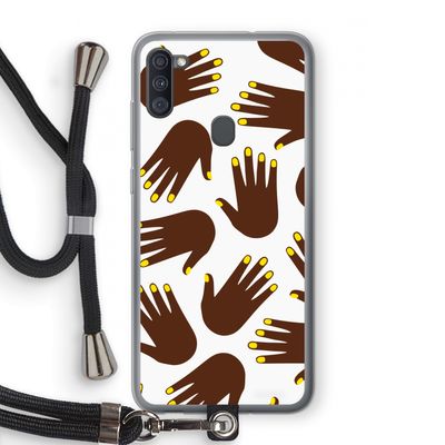 Hands dark: Samsung Galaxy A11 Transparant Hoesje met koord