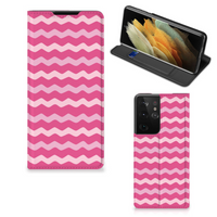 Samsung Galaxy S21 Ultra Hoesje met Magneet Waves Pink - thumbnail