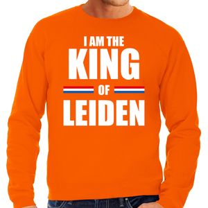 I am the King of Leiden Koningsdag sweater / trui oranje voor heren