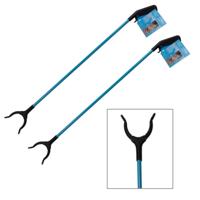 Vuilnis en afval grijper - 4x - grijpstok - oppakstok - blauw - 83 cm