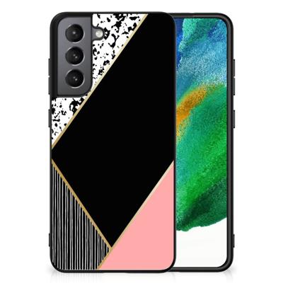 Samsung Galaxy S21FE Backcover Zwart Roze Vormen