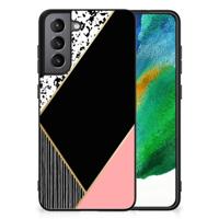 Samsung Galaxy S21FE Backcover Zwart Roze Vormen