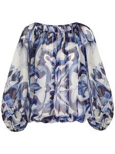 Dolce & Gabbana blouse en chiffon à imprimé zébré - Bleu