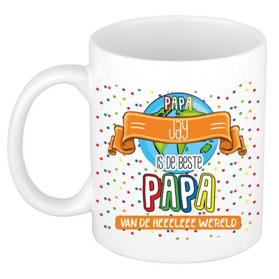 Naam mok papa Jay - wit - de beste - keramiek - 300 ml - Vaderdag/verjaardag