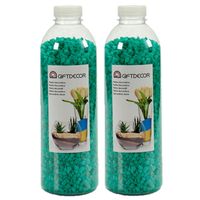 2x pakjes decoratie steentjes/kiezeltjes fijn emerald groen 1,5 kg