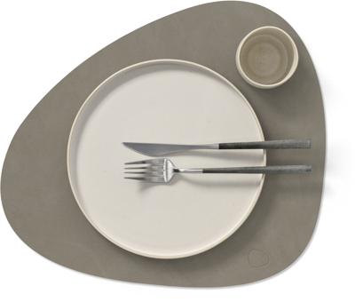 LIND DNA Placemats Nupo - Leer - Flint Grey - Curved - 44 x 37 cm - 2 Stuks