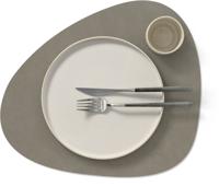 LIND DNA Placemats Nupo - Leer - Flint Grey - Curved - 44 x 37 cm - 2 Stuks