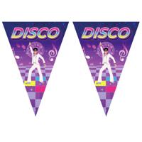 Disco thema vlaggetjes slinger/vlaggenlijn - 3x stuks - paars - 5 meter - 10 puntvlaggetjes - Sevent