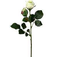 Kunstbloem roos Elena - creme - 48 cm - kunststof steel - decoratie bloemen