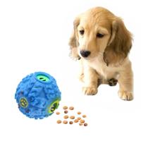 Pet voedsel dispenser piepende giggle Quack geluid opleiding speelgoed kauwen bal grootte: M bal diameter: 9.2 cm (blauw)