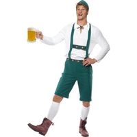 Groene Oktoberfest lederhosen voor heren - thumbnail