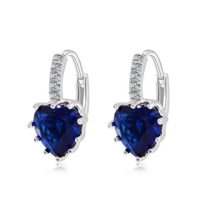 Schattig hart echte 925 Sterling Zilver Zirkonia stenen oorbellen