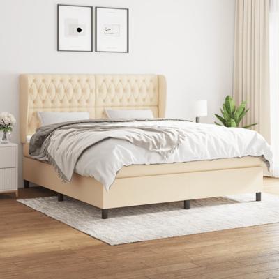 Boxspring met matras stof crèmekleurig 180x200 cm
