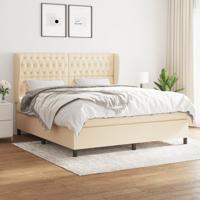 Boxspring met matras stof crèmekleurig 180x200 cm