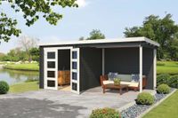 Outdoor Life Products | Tuinhuis met Overkapping Helena 472 x 230 | Gecoat | Carbon Grey-Wit - thumbnail