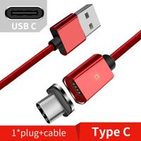 2 stks ESSAGER smartphone snel opladen en gegevensoverdracht magnetische kabel kleur: rood type C kabel (1M)