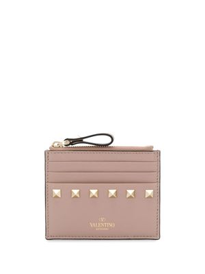 Valentino Garavani porte-cartes Rockstud en cuir - Tons neutres