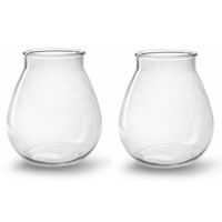 2x Stuks Bloemen vazen druppel vorm type - helder/transparant glas - H22 x D20 cm