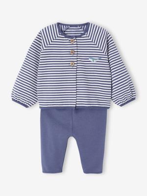Gewatteerde babypakje vestje + broek blauw