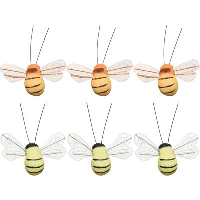 Paasdecoratie 6x stuks bijen op clip - 3 x 7 cm - foam - oranje Paasdecoratie 6x stuks bijen op clip - 3 x 7 cm - foam - oranje