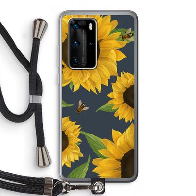Sunflower and bees: Huawei P40 Pro Transparant Hoesje met koord