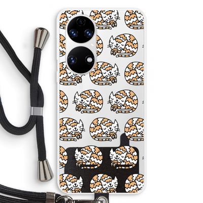 Slapende poes: Huawei P50 Transparant Hoesje met koord