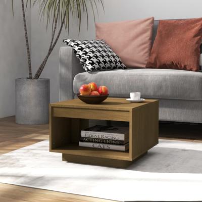 Salontafel 50x50x33,5 cm massief grenenhout honingbruin