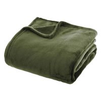 Fleece deken/fleeceplaid olijf groen 130 x 180 cm polyester   -