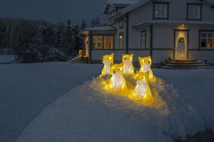 Verlicht paasfiguur voor binnen en buiten - 5 vosjes - 40 LEDs - Warm wit - Dimbaar - 12 cm hoog - Paasdecoratie