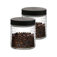 Voorraadpot/bewaarpot Roma - 2x - 500 ml - glas - zwart - D12 x H12 cm