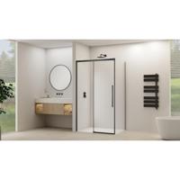 Van Rijn Products ST09 Schuifdeur tbv hoekcabine - 140x200cm - helder glas - soft-close - Zwart ST09350140HEZW