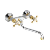 Inbouw Wastafelmengkraan Sapho Antea 2-knop Gebogen Uitloop 19 cm Chroom / Goud Sapho