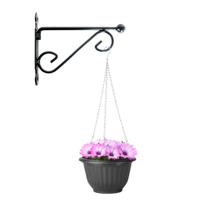 Hangpot + Muurhaak Lucca - antraciet - D20 cm - kunststof - metaal - tuinaccessoires Hangpot + Muurhaak Lucca - antraciet - D20 cm - kunststof - metaal - tuinaccessoires